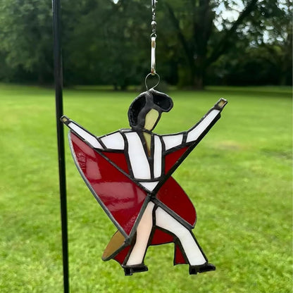 Dancing King Pattern, Handmade Stained Glass Spinner, Kinetic Acrylic Hanging Decor, DIY Sunlight Catcher Memphis Melody Spinner for Garden Yard, Porch, Window Decoration (3PCS)