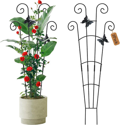 2 Pack 30'Taller Plant Trellis for Potted Climbing Plants Indoor,Expandable Metal Garden Trellis for Climbing Plants,Flowers Vine Ivy, Sturdy Houseplant Support for Potted Plants with Ties