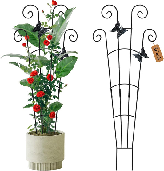 2 Pack 30'Taller Plant Trellis for Potted Climbing Plants Indoor,Expandable Metal Garden Trellis for Climbing Plants,Flowers Vine Ivy, Sturdy Houseplant Support for Potted Plants with Ties