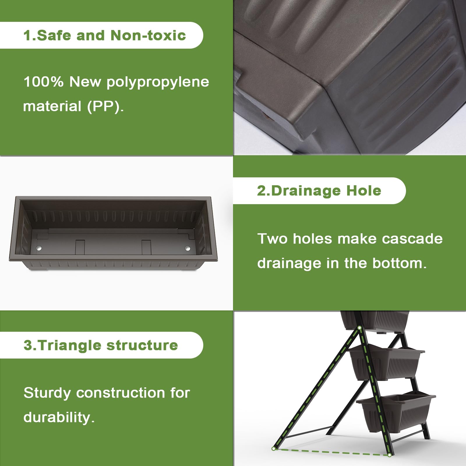 5-Tier Vertical Garden Planter,4.4Ft Planter Box with 5 Container Boxes
