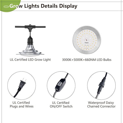 Espird Outdoor Grow Light, Greenhouse String Grow Light, Waterproof Plant Growing Lamps, UL Certified LED Grow Lights for Greenhouse Garden, 21.3FT Full Spectrum Grow Light for Veg Seedling Flower