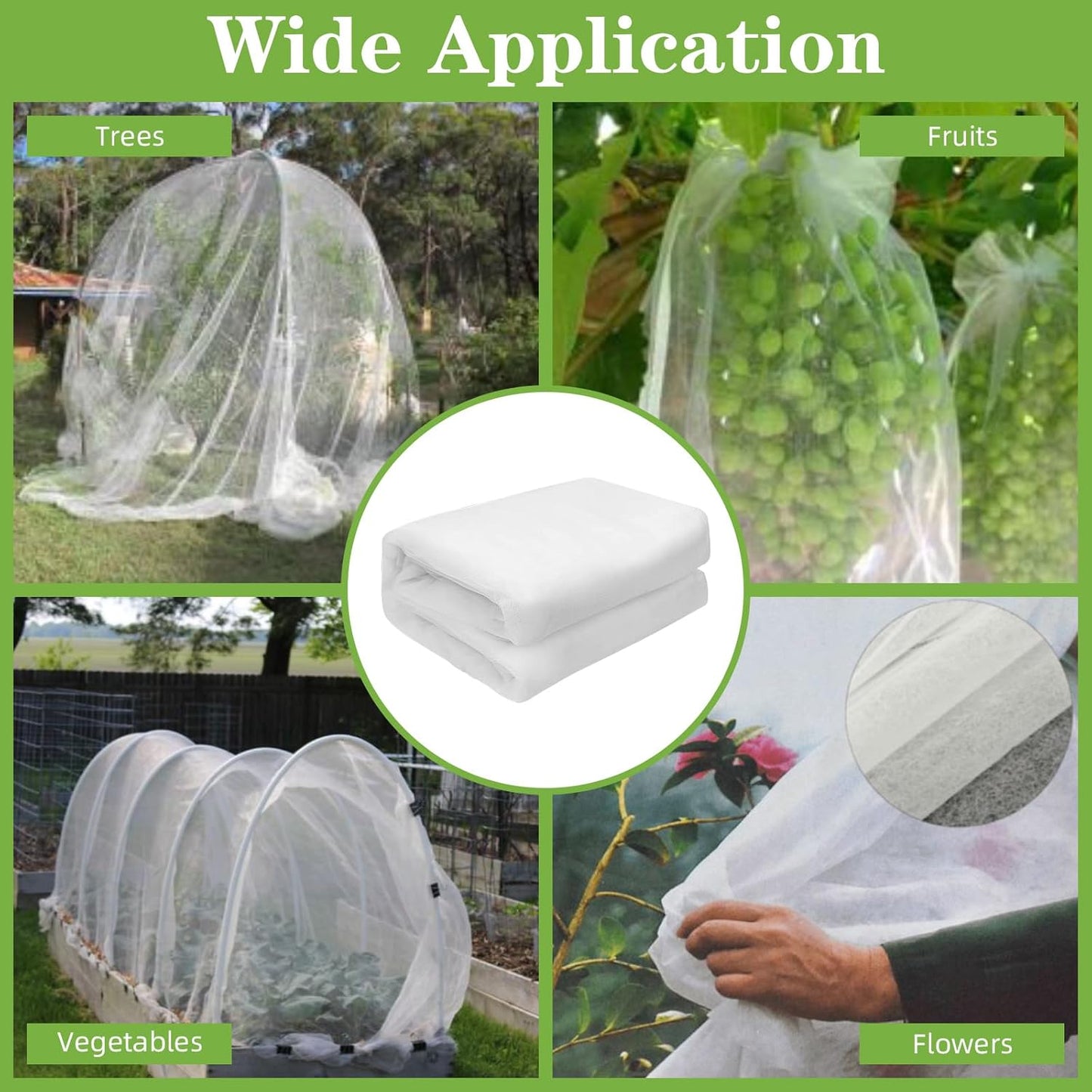 10 x 100FT Garden Mesh Netting, Ultra Fine Mesh Protection Netting Plant Covers Greenhouse Row Cover Raised Bed Screen Barrier Net for Vegetable Fruits Flowers Trees Crops, White