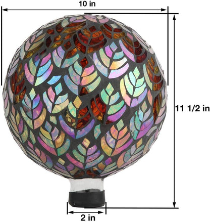 Lily's Home Colorful Mosaic Glass Gazing Ball, Designed with a Stunning Holographic Petal Mosaic Baroque Splendor Pattern to Bring Color to Any Home and Garden, Silver & Purple (10 Inches Dia.)