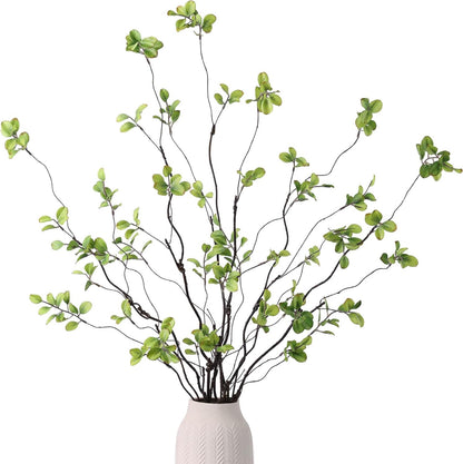 mizii 5pcs Artificial Greenery Stems 38in Realistic Faux Ficus Branches Long Stem with Green Leaves Fake Plants Eucalyptus Stems Greenery Decoration for Vase Table Room Home Indoor Decor (Green)