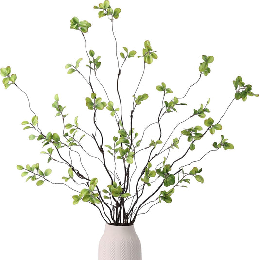 mizii 5pcs Artificial Greenery Stems 38in Realistic Faux Ficus Branches Long Stem with Green Leaves