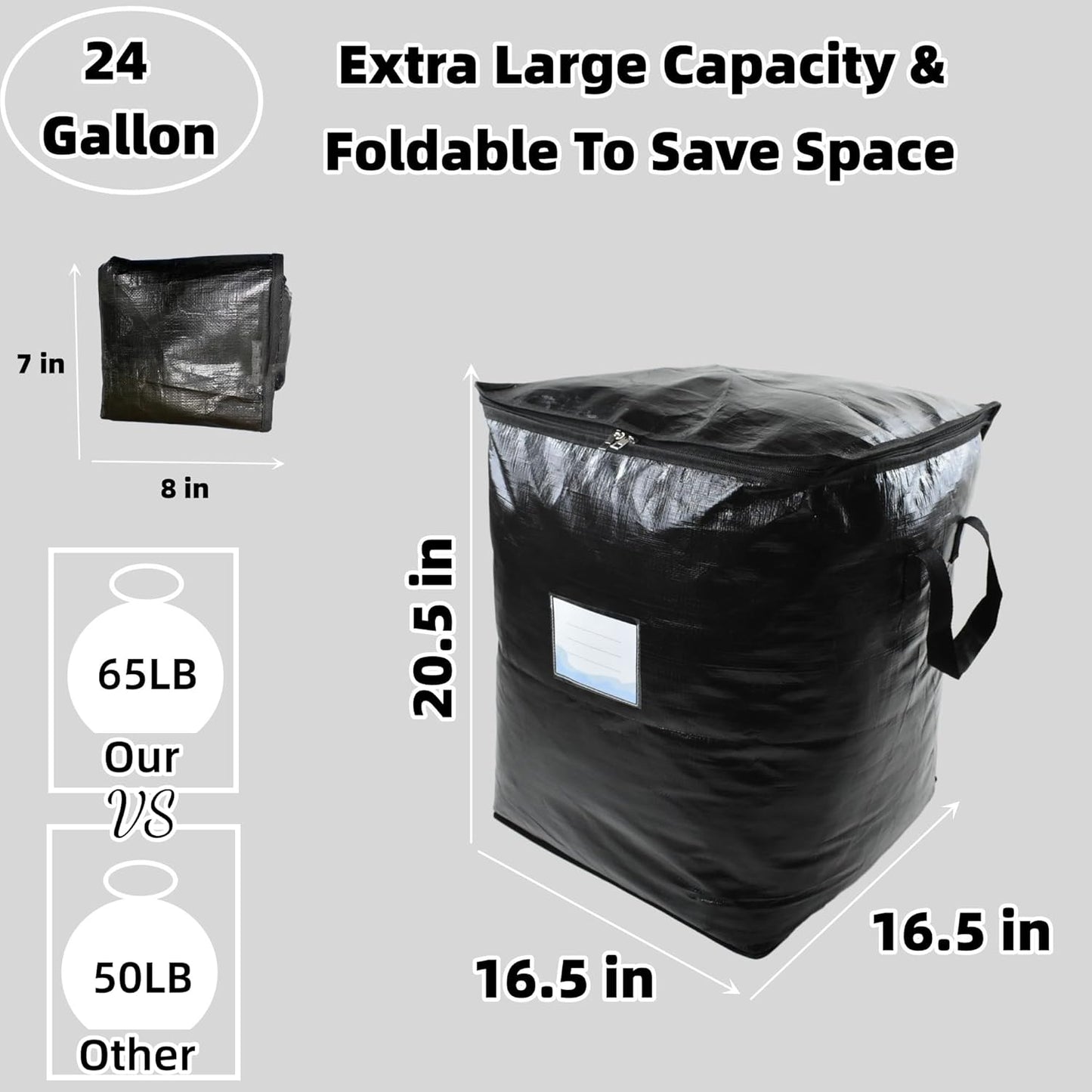 91L Storage Bags for Clothes, Moving Bags Heavy Duty Extra Large with Reinforced Handle, Storage Containers for Organizing Bedding, Blanket, Sheets, Pillows, Toys, Christmas Decorations