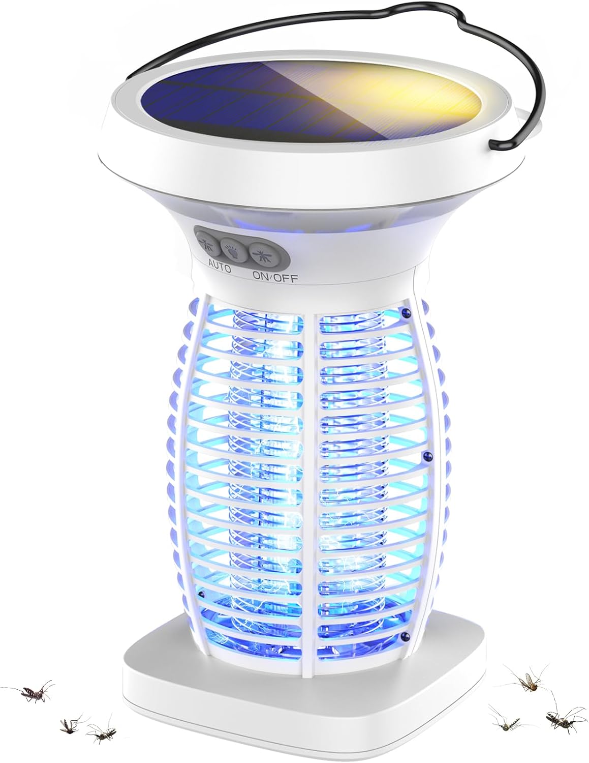 Solar Bug Zapper Outdoor, Mosquito Zapper Outdoor Waterproof Electric Fly Zapper Rechargeable Mosquito Killer with Solar Panel, 4200V Fly Trap Indoor for Home Backyard, Patio, Garden, Camping