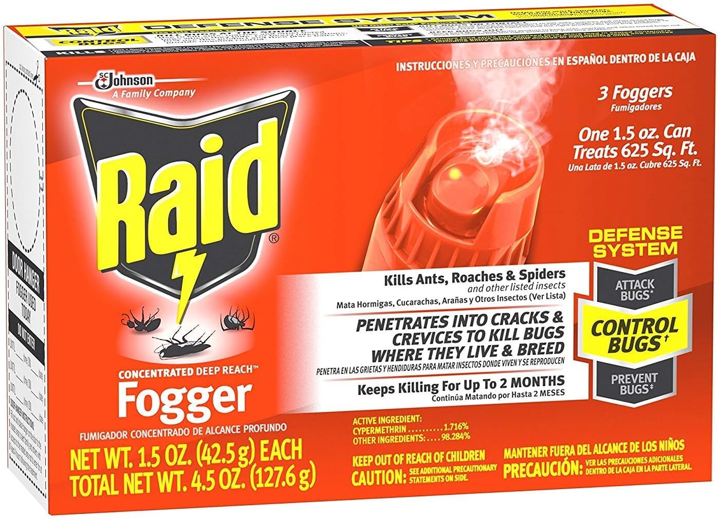 Raid Concentrated Deep Reach Fogger, 1.5 oz. (Pack of 6)