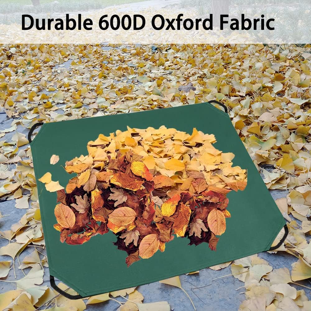 Leaf Tarp with 4 Handles Garden Waste Yard Tarps Extra Reinforced Corner Waterproof Reusable Durable Tarp Collector for Clean-Ups