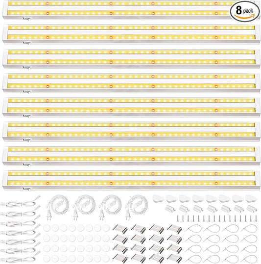 FOXGARDEN Grow Lights for Indoor Plants, 2FT 80W (8×10W) Full Spectrum LED Plant Growing Lamp, Grow Light Strip, Plug and Play, Separate Switch, 8-Pack