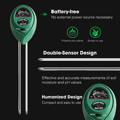 VIVOSUN Soil Tester, 3-in-1 Plant Moisture Meter Light and PH Tester for Home, Garden, Lawn, Farm