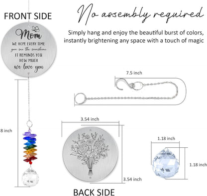 Gifts for Mom - Mom we Love You - Birthday Gift Crystal Suncatcher Rainbow Maker - Hanging Window Decor - Gift for Mother from Daughter Son - Sentimental Suncatcher Ornament