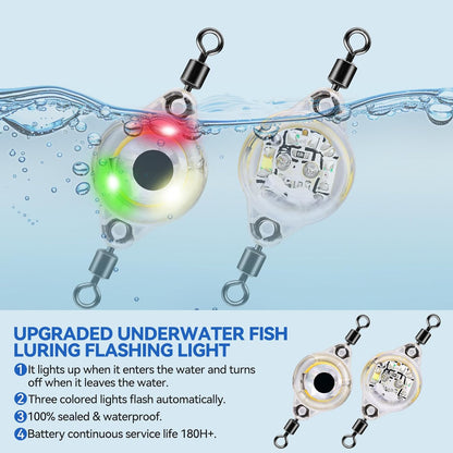 LED Underwater Fishing Lures，LED Lighted Bait Flasher，Deep Drop Fishing Lures，Fish Eye Attractive Light Bait Lure Lamp 5PCS