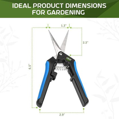 Hydroponic 2Pack Microtip Straight blade/Curved Blade Flower Leaf Trimmer Pruning Shears by Yieldcropper