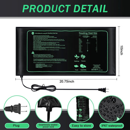 ROCEEI 10 Pack Durable Seedling Heat Mat 10 x 20.75 Waterproof Plant Heating Pad Warm Hydroponic Grow Mat for Greenhouse Grow Seed Starting Plant Germination