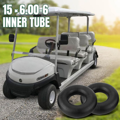 15x6.00-6" Inner Tube with Straight Valve Stem (2-Pack) - Heavy Duty Replacement Tire Tubes for Lawn Mower, Snow Blower, Riding Mowers, ATVs, Golf Carts