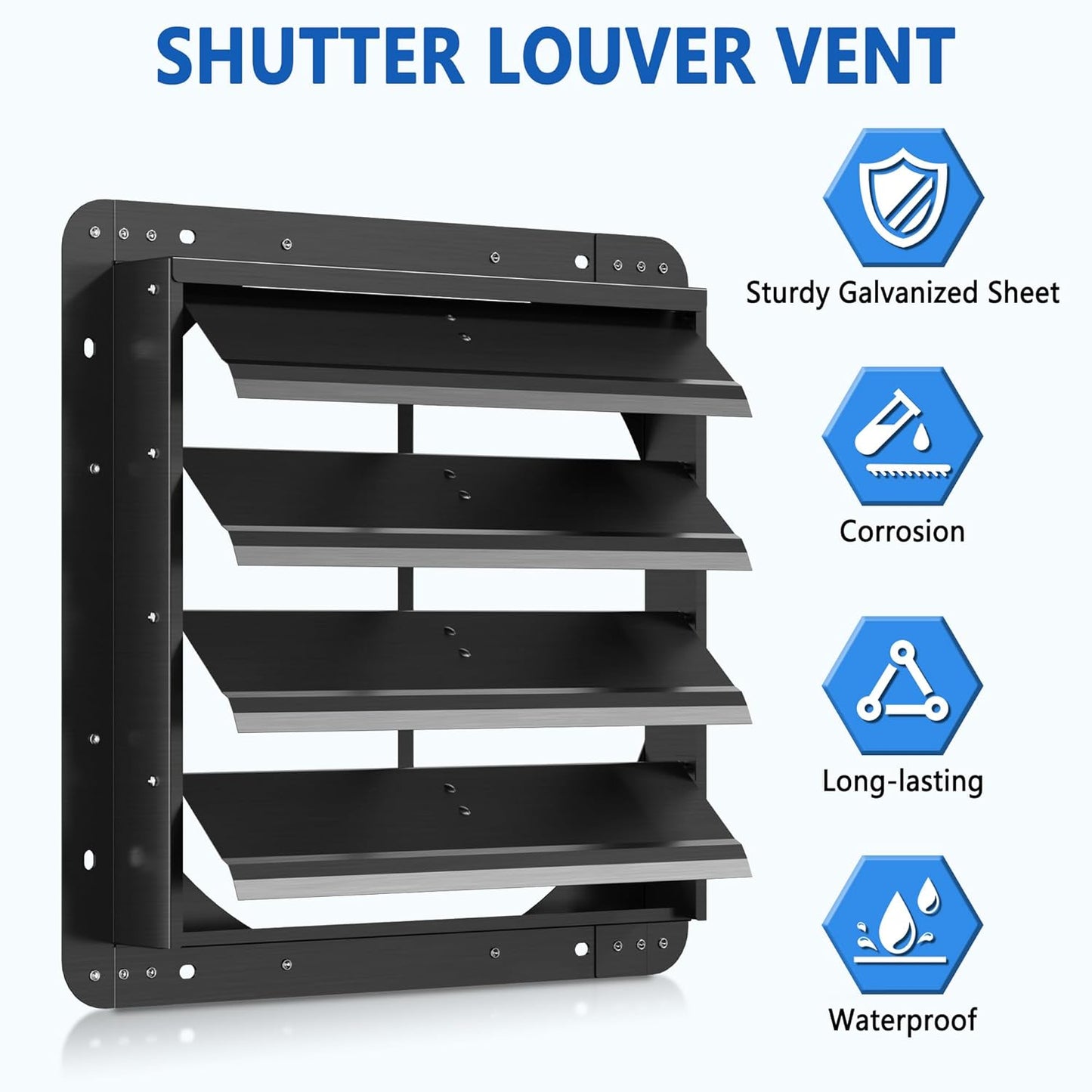 18 Inch Galvanized Sheet Spraying Automatic Exhaust Shutter Louver Vent (No Fan Blades and Motor) for Home Attics, Workshops, Barn, Greenhouse