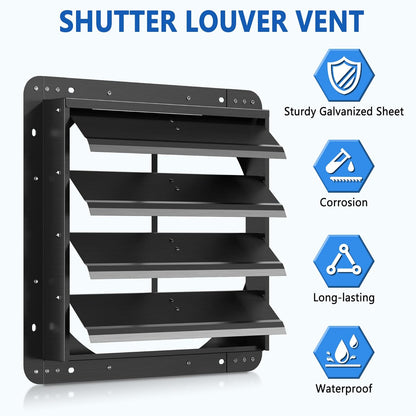 18 Inch Galvanized Sheet Spraying Automatic Exhaust Shutter Louver Vent (No Fan Blades and Motor) for Home Attics, Workshops, Barn, Greenhouse