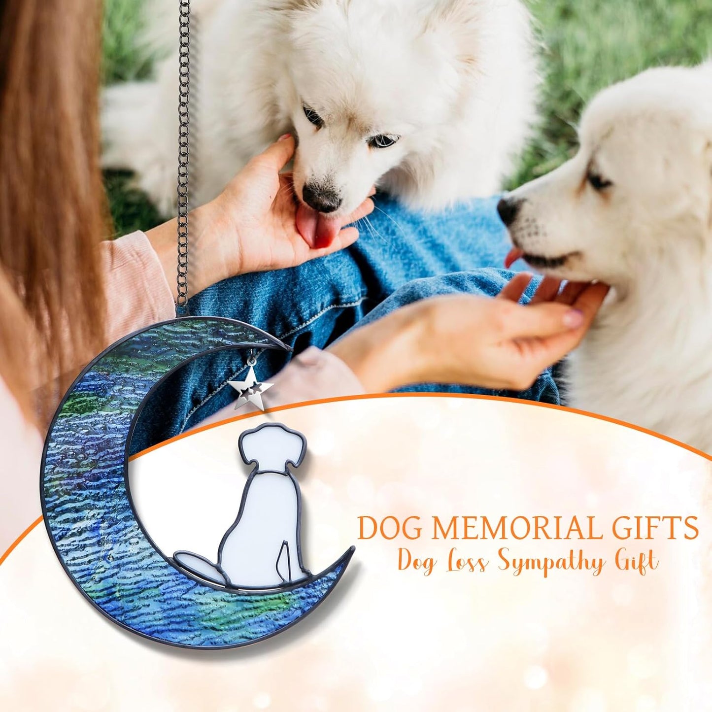 Stained Glass Dog Suncatcher Memorial Gifts for Pet Loss, Window Hanging Decor, Bereavement Gifts in Memory of Dog Passing