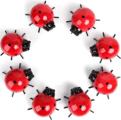 Metal Garden Decor for Outside Cute Ladybugs Yard Art Lawn Ornaments Wall Sculptures & Statues Outdoor Fence Decorations for Patio - Set of 8