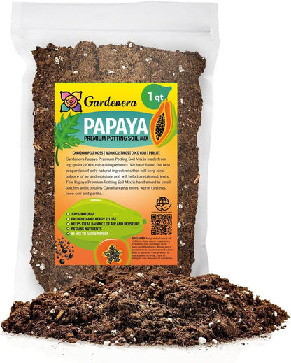 Gardenera Premium Papaya Plant Potting Mix - Crafted for Thriving Papaya Growth and Abundant Fruits - 1 Quart