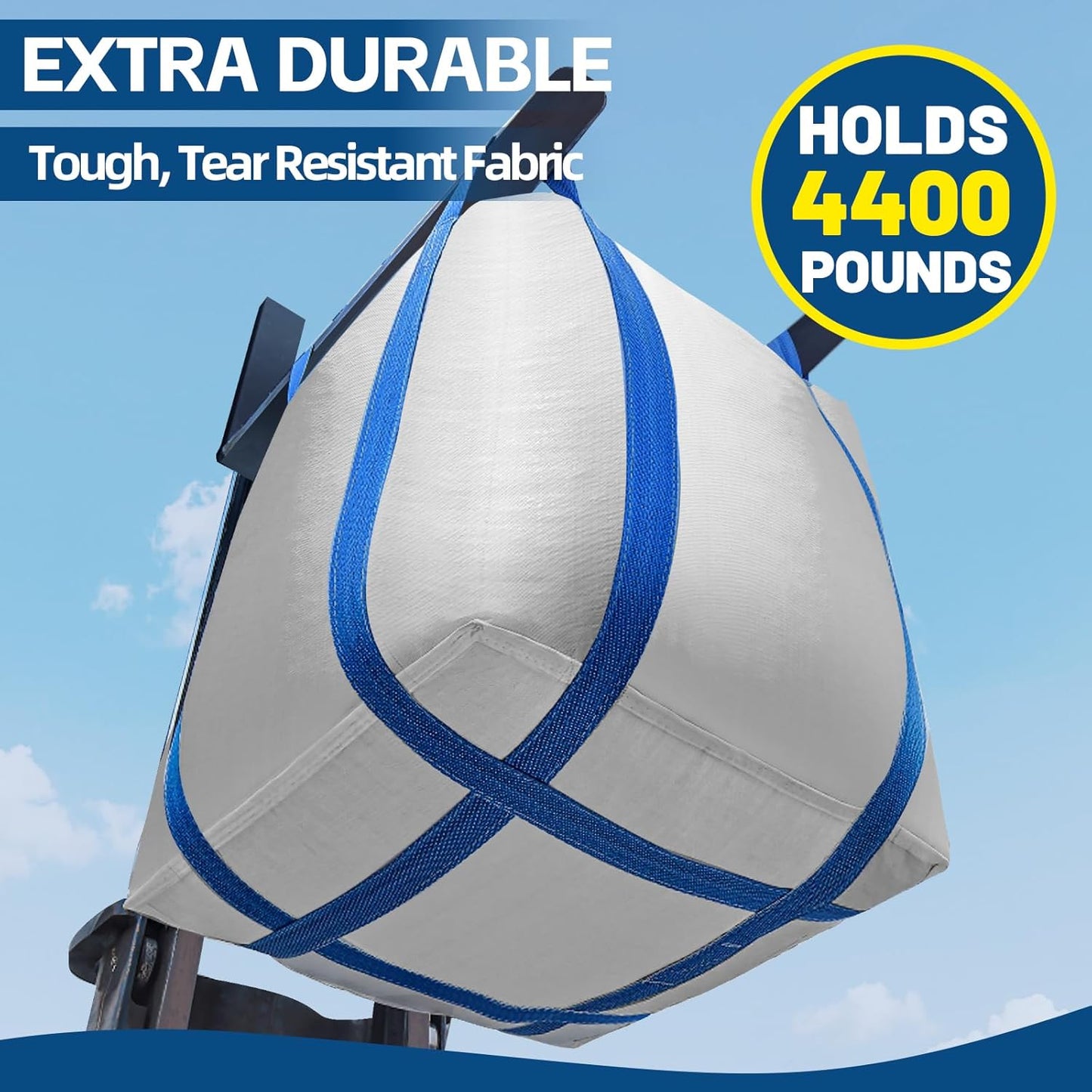 2 Packs FIBC Bulk Bags,Holds up to 4400 lbs Construction Bags Heavy Duty,210-Gallon Woven Polypropylene Dumpster Bag for Industry Agriculture and Construction,Sealable Top