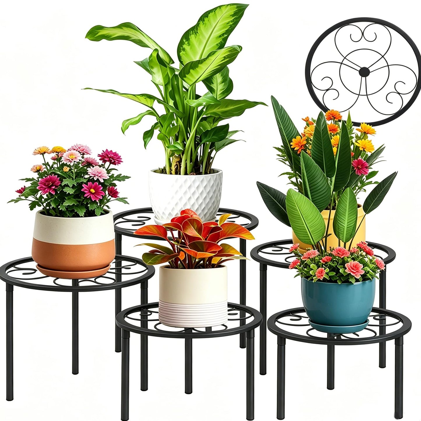 mekpiwu 5 Pack Metal Plant Stands,Heavy Duty Potted Holder for Flower Pot, Rustproof Iron Plant