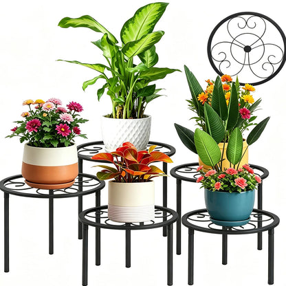 mekpiwu 5 Pack Metal Plant Stands,Heavy Duty Potted Holder for Flower Pot, Rustproof Iron Plant