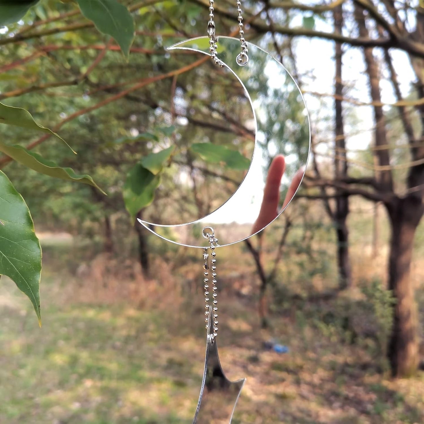 Keep Birds Away Mirror Disc, Hanging Reflectors to Scare Birds Away from Your House and Garden, 16 Moon-Star Discs
