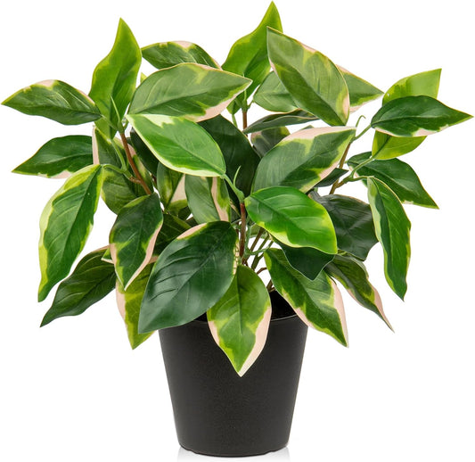 Artificial Plants Indoor Small Fake Plants in Pots Faux Pothos N‘ Joy Potted Plant Fake Indoor Plants with Black Pots for Bathroom Living Room Office Desk Shelves