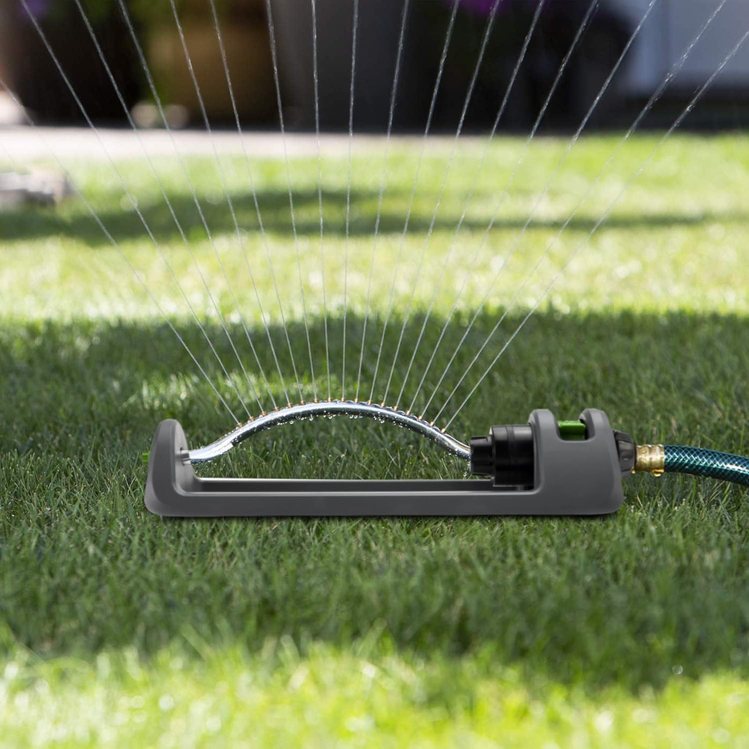 Lawn Sprinkler, 18-Hole Brass Nozzle Oscillating Sprinkler, Garden Tool for Lawns up to 3,600