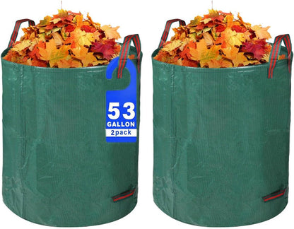 2 Pack Yard Waste Bags 53 Gallon Lawn and Leaf Bags, Reusable Heavy Duty Garden Bags for Collecting Leaves, Waste Container for Clean Up Outdoor Debris Leaves Grass Clippings