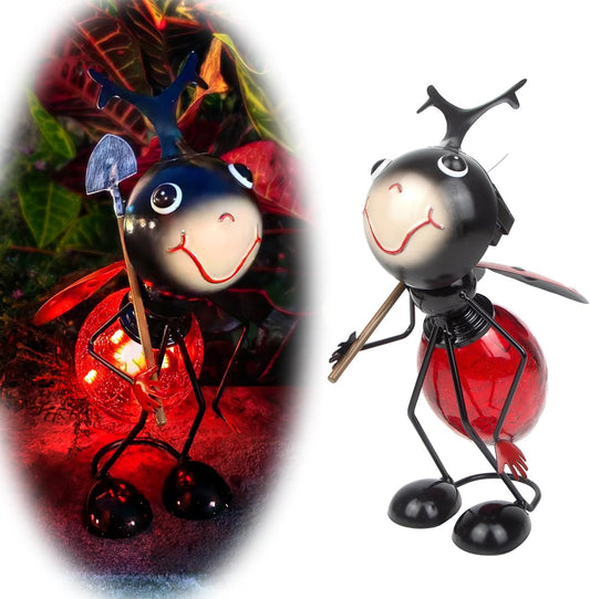 Solar Garden Statue Ladybug Decor,Outdoor Decorative Tabletop Lanterns,Outdoor Ladybug Figurines Decorations for Patio Yard Lawn Ornaments,Birthday Gifts for Mom Women Grandma