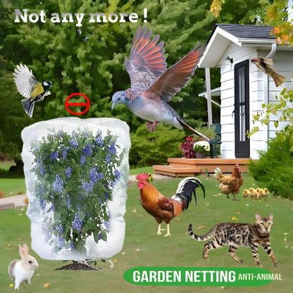 Bird Netting for Blueberry Bushes - Garden Netting Pest Barrier with Drawstring Tomato Protective Cover Garden Plant Netting for Cicadas Vegetables 4P (2.6x3.3 FT)
