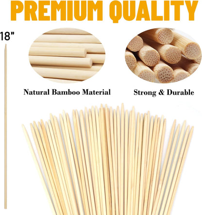 50Pcs Plant Stakes Natural Bamboo Sticks Support for Indoor and Outdoor Plants,18 Inch Sturdy Garden Stakes Wooden Gardening Floral Potted Plant,Flowers,Crafts Stick