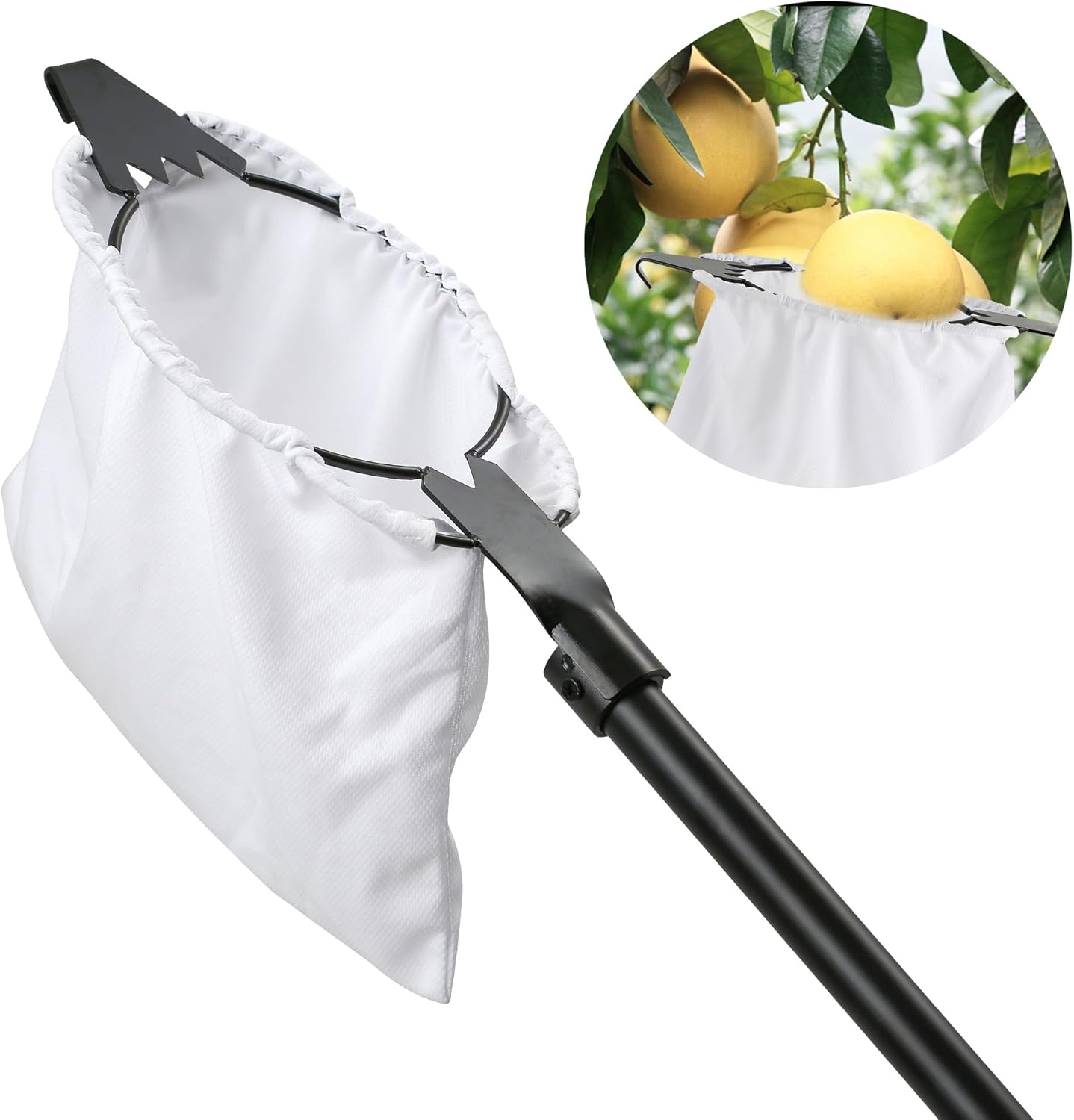 Fruit Picker with Basket 26-167" Adjustable Long Handle Large Elastic Bag Fruit Picking Tools with Serrated Blades Equipment Tree Picker for Apples Mango Pear Orange Avocados