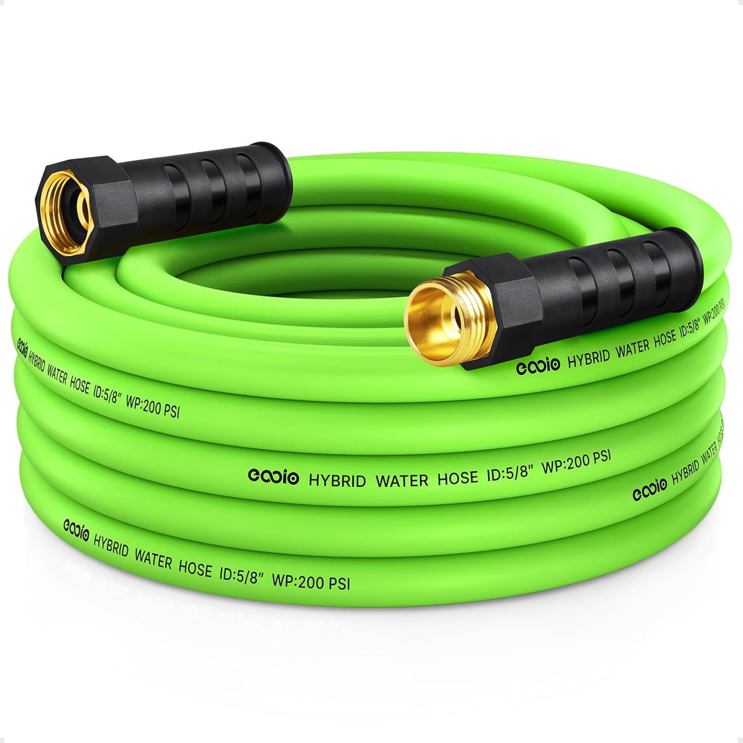 Garden Hose 25 ft x 5/8", NON-EXPANDING Flexible Water Hose, Kink Resistant Lightweight Hybrid Hose, Leakproof Yard Hose with Male to Female Fittings