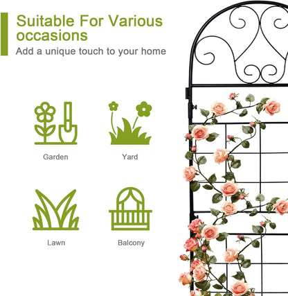 hogardeck 1PC 45x35 Inch Heavy Duty Metal Trellis - Black Rustproof Coated Outdoor Garden Support for Climbing Plants, Roses, Vegetables