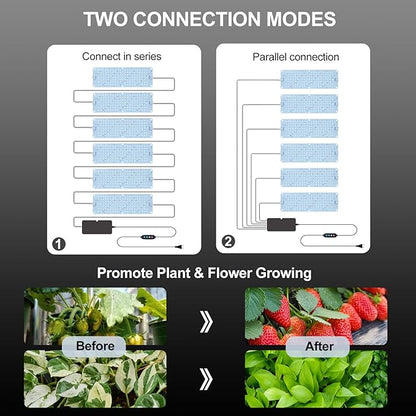 6Pack Flat Panel Grow Lights for Indoor Plants, Seed Starting, Vegetables with 4/8/12 Hr Timer, 60W Full Spectrum LED Plant Growing Lamps for Cabinet/Shelves/Greenhouse, Plug-and-Play, Connect Freely