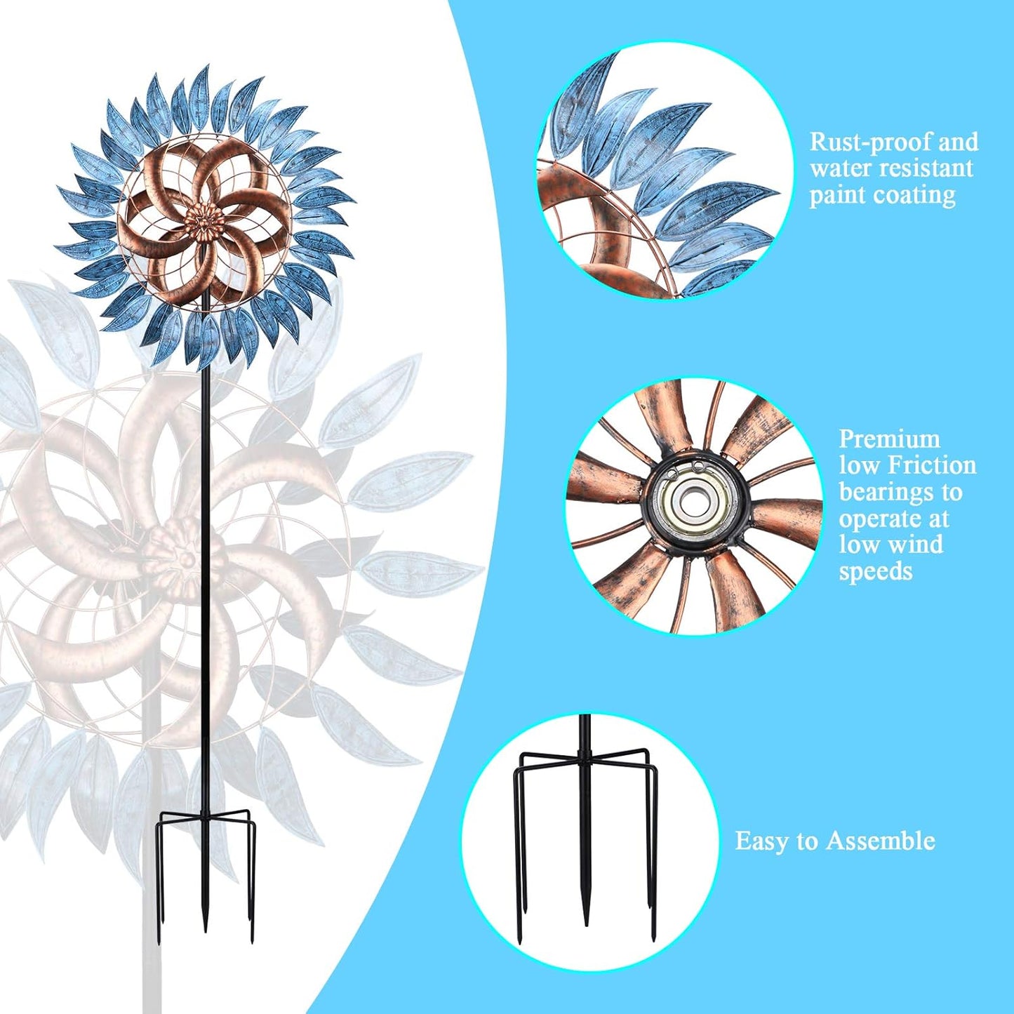 WONDER GARDEN Wind Spinner - 6.2FT Large Wind Sculpture Wind Spinner Metal Windmills for Patio Lawn and Garden Outdoor Decorations