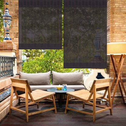 LETAU Wood Window Roman Shades, Bamboo Light Filtering Window Blinds for Outdoor Garden, Patio, Arbor, Porch, Pattern 6