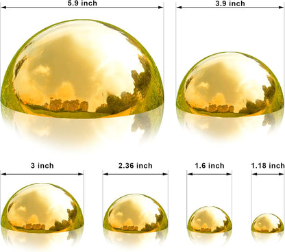 Nerien Gazing Ball, Stainless Steel Garden Mirror Globe, Polished Ornament Sphere, Hollow Floating Reflective Hemisphere, for Home Outdoor Pond Housewarming Swimming Pool Decoration, Gold, 6Pcs Mix