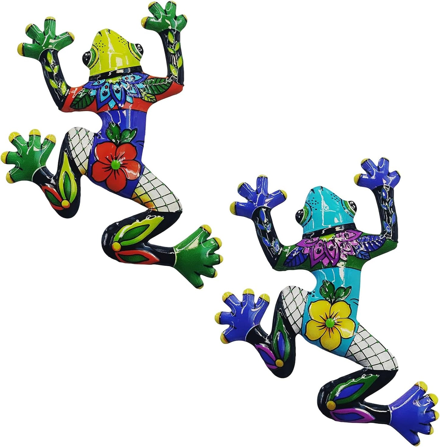 John's Studio 2Pcs Metal Frog Wall Decor Outdoor Garden Hanging Art Sculptures Home Ocean Theme Decorations for Kitchen Bathroom and Pool