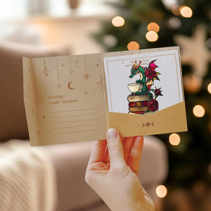 Dragon Tea Book Bookish Acrylic Suncatcher Stained Glass Effect Window Car Hanging Christmas Ornament Indoor Outdoor Decor Garden Bookworm Sun Catcher Book Lover for Women Mom Grandma