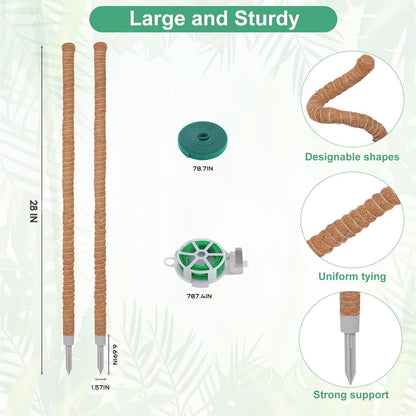 2 Pack Moss Pole, 28 Inch Monstera Plant Support, Moss Poles for Climbing Plants Indoor DIY, Coco Coir Plant Pole Moss Plant Stick Support Stake Kit for Potted Plants, Pothos, Philodendron