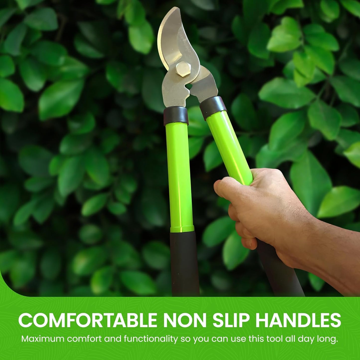 GARDEN GURU Bypass Loppers Tree Trimmer Clipper – Compact 15-inch High Carbon Steel Blade Gardening Loppers Pruning Shear Comfort Grip Handles Heavy Duty Branch Cutter Thick Branches w Ease (4 Pack)