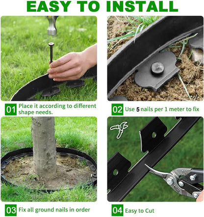 Garden Edging Borders 20FT,Landscape Edging Black[Extra Tall 4IN High] with 30pcs Plastic Stakes, Lawn Edging Flexible DIY Fence for Landscaping,Flower Bed,Grass,Gravel,Tree Surrounding