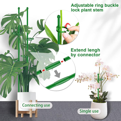 Plant Support Stakes for Indoor Plants SupKing Orchid Sticks with Clips 15 inch 10Pcs Garden Stake Extended to 2/3/4ft for Outdoor Potted Tomato Rose Vegetables House Palnts Comes with 20 Plants Ties