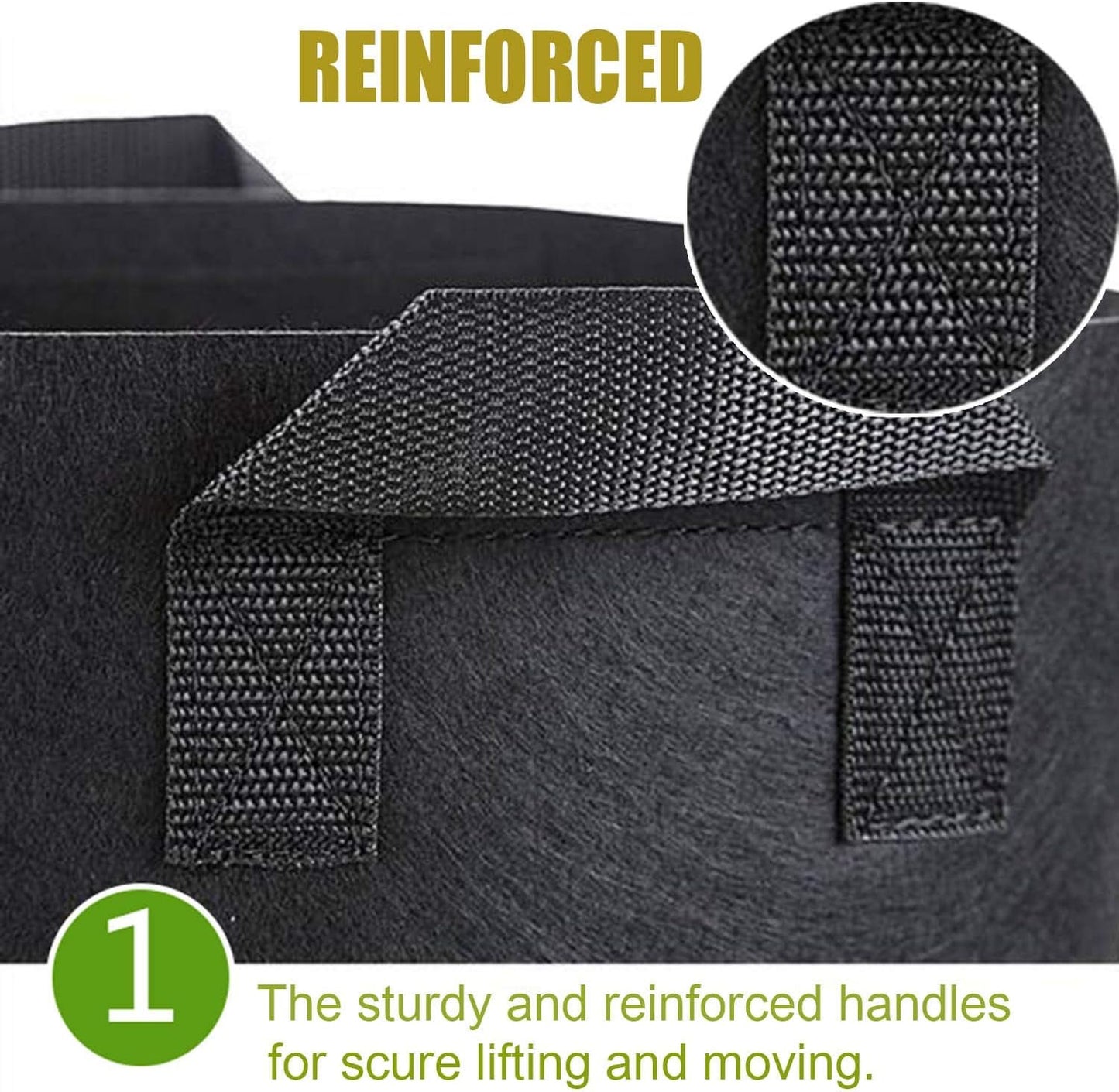 24-Pack 3 Gallon Grow Bags, Heavy Duty Thickened Non-Woven Plant Fabric Pots with Reinforced Handles