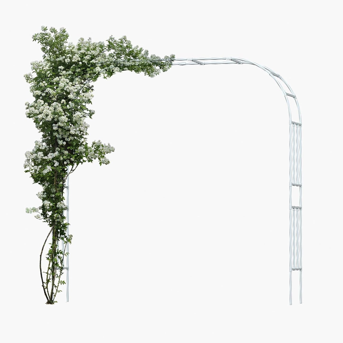Metal Garden Arch - Length: 98.5in, Wide: 15.8in Garden Arches Trellis for Climbing Plants Outdoor - Garden Arch for Lawn, Party, Ceremony Wedding Decoration (White)